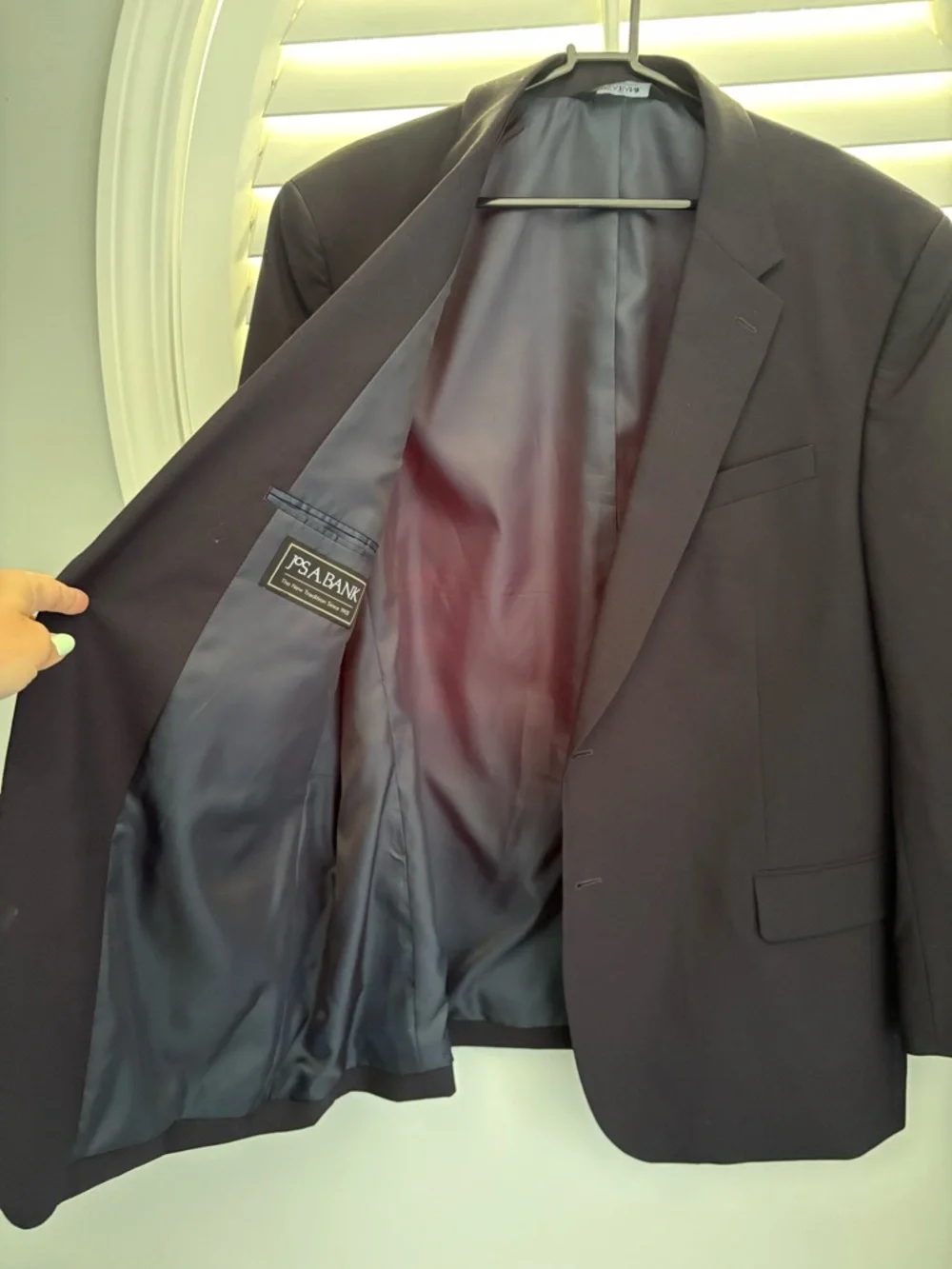 Jos A Bank Men Size 46R Navy Blue Classic Wool Blazer Regal Fit Gold Buttons